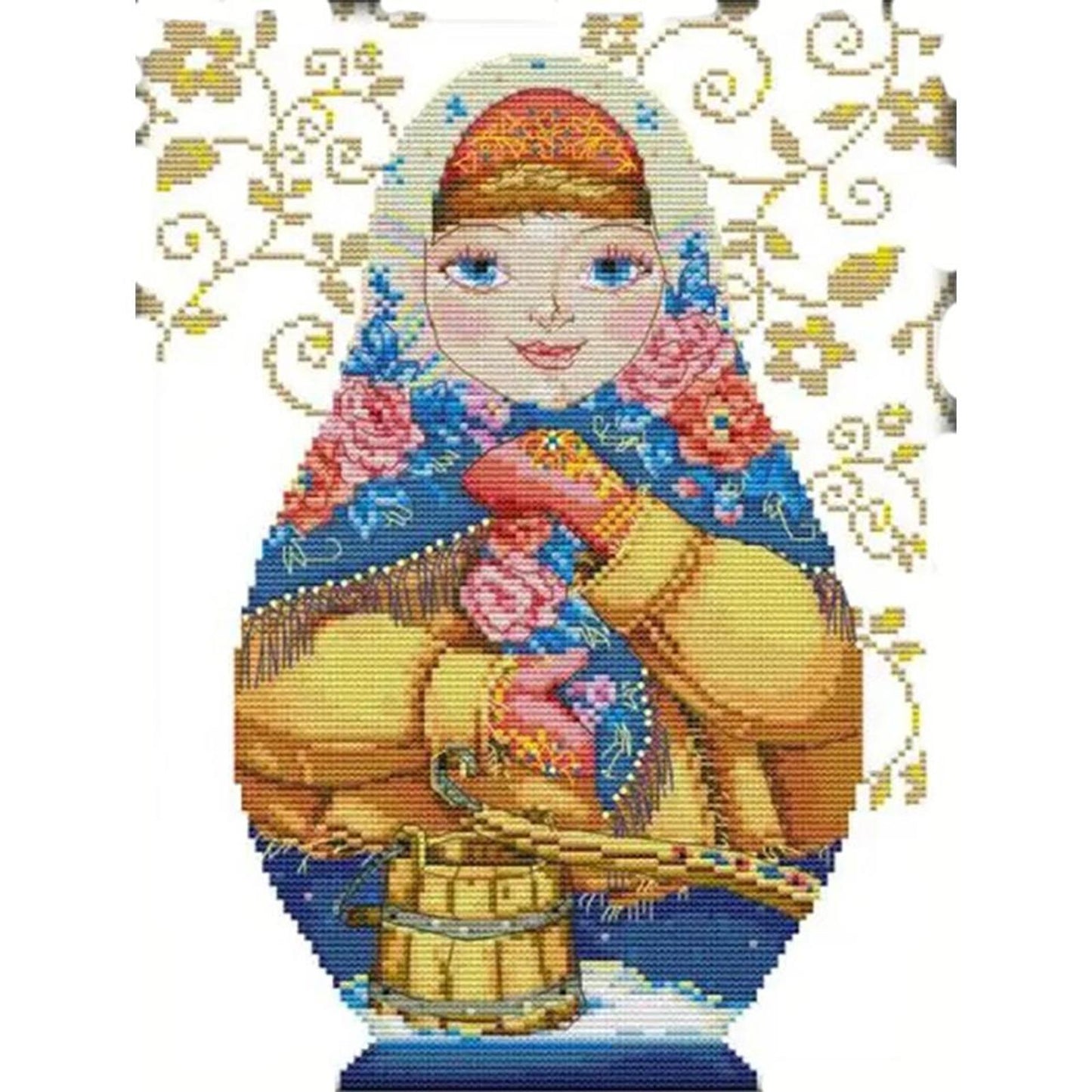 Russian Nesting Doll - Partial 14CT Stamped Cross Stitch 26x38CM - Joy Sunday Backstitch