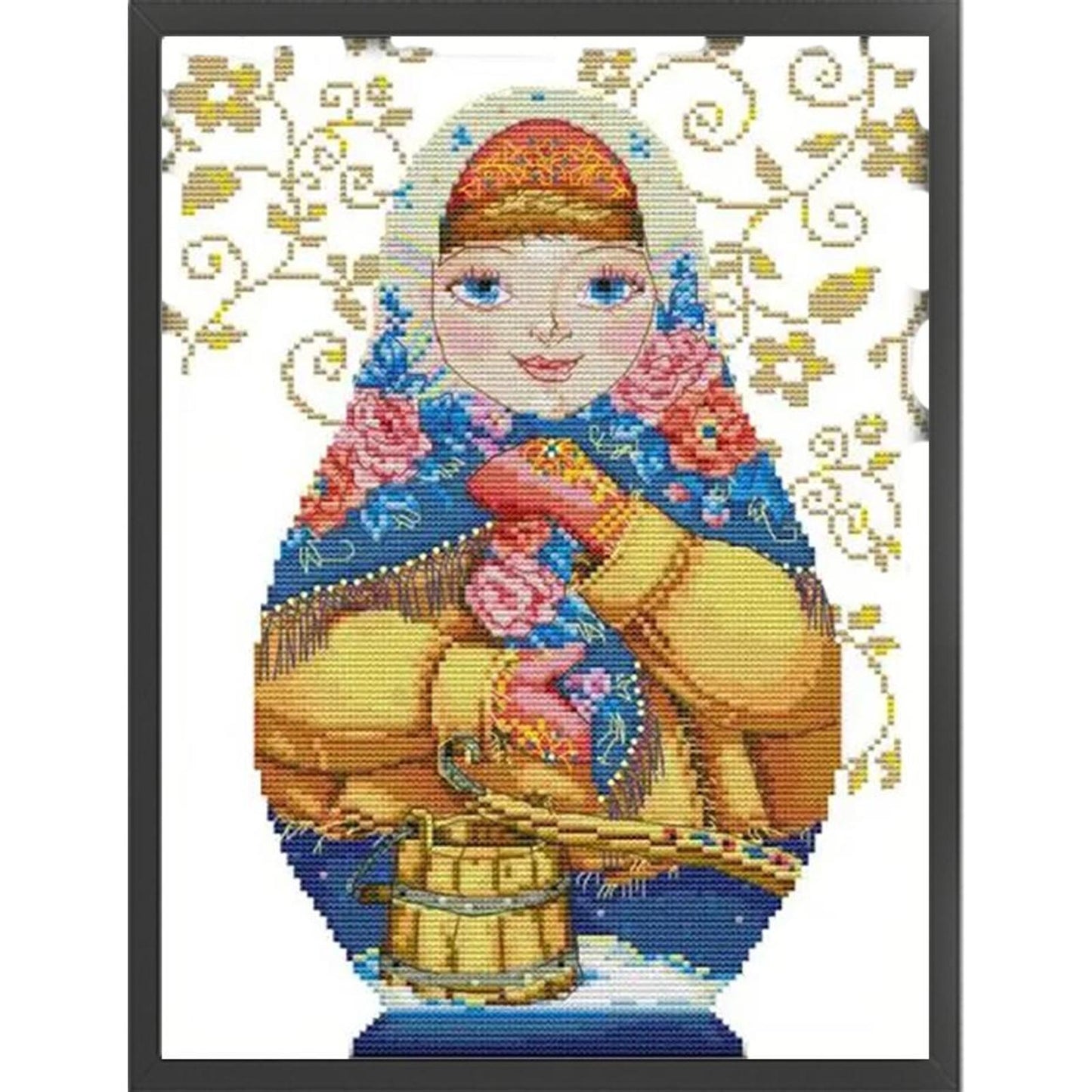 Russian Nesting Doll - Partial 14CT Stamped Cross Stitch 26x38CM - Joy Sunday Backstitch