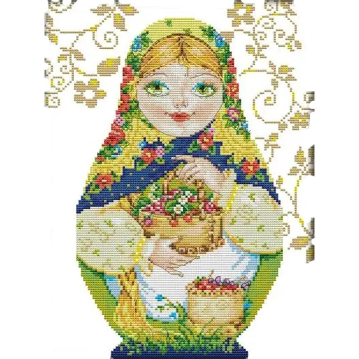 Russian Nesting Doll - Partial 14CT Stamped Cross Stitch 29x36CM - Joy Sunday Backstitch