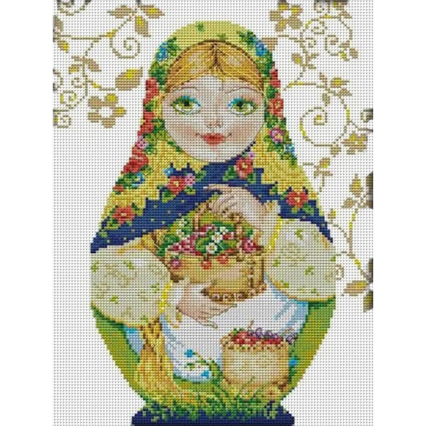 Russian Nesting Doll - Partial 14CT Stamped Cross Stitch 29x36CM - Joy Sunday Backstitch