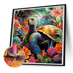 Tortoise And Flower 30*30CM(Canvas) Full Round Drill Diamond Painting