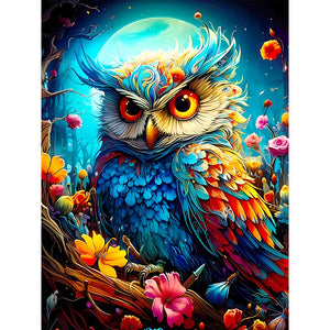 Colorful Owl 30*40CM(Canvas) Full Round Drill Diamond Painting