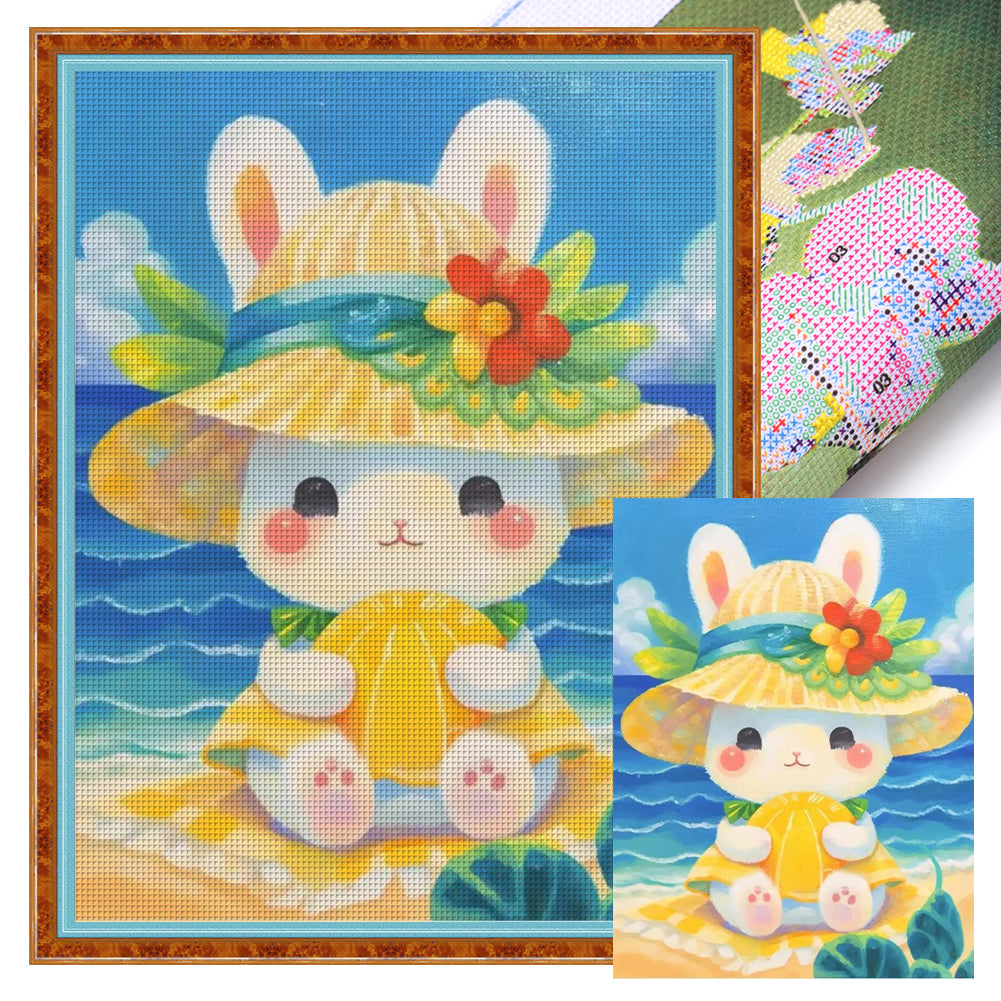 Huancan - Beach Bunny - 40*55CM 11CT 3 Stamped Cross Stitch