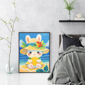 Huancan - Beach Bunny - 40*55CM 11CT 3 Stamped Cross Stitch