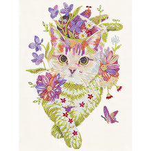 Load image into Gallery viewer, Cats,Flowersand Butterflies 30*40CM(Canvas) Partial Special Shaped Drill Diamond Painting
