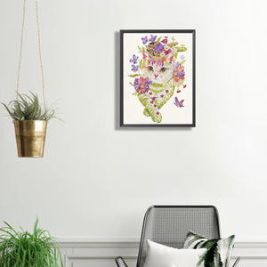 Cats,Flowersand Butterflies 30*40CM(Canvas) Partial Special Shaped Drill Diamond Painting