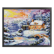 Load image into Gallery viewer, Joy Sunday - Creek Cottage In Winter - 48*40CM 14CT 2 Stamped Cross Stitch
