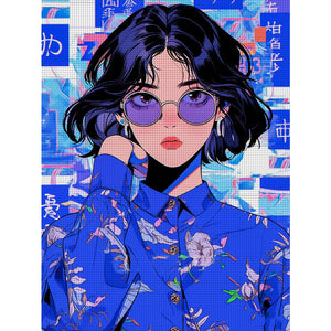Yishu - Girl With Short Hair - 40*53CM 11CT 3 Stamped Cross Stitch