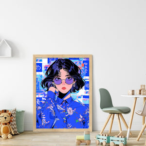 Yishu - Girl With Short Hair - 40*53CM 11CT 3 Stamped Cross Stitch
