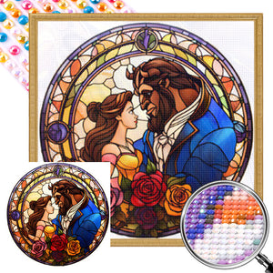 Beauty And The Beast Glass Painting 40*40CM(Picture) Full Round Drill Diamond Painting