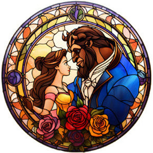 Beauty And The Beast Glass Painting 40*40CM(Picture) Full Round Drill Diamond Painting