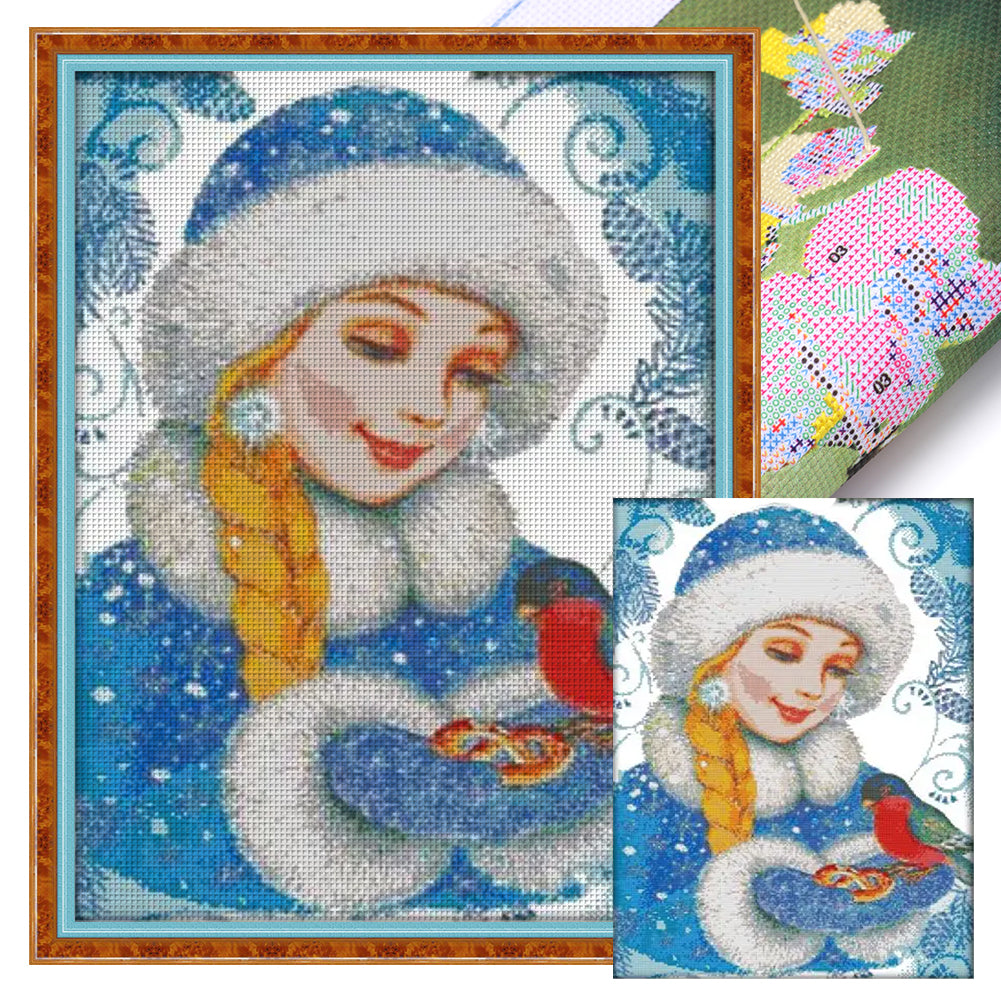 Joy Sunday - Girl In Blue - 44*59CM 14CT 2 Stamped Cross Stitch