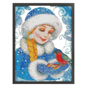 Joy Sunday - Girl In Blue - 44*59CM 14CT 2 Stamped Cross Stitch