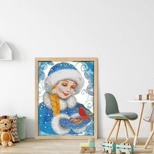 Joy Sunday - Girl In Blue - 44*59CM 14CT 2 Stamped Cross Stitch