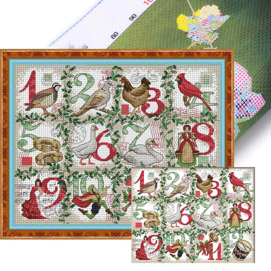 Christmas - Partial 14CT Stamped Cross Stitch 44x35CM - Joy Sunday Backstitch