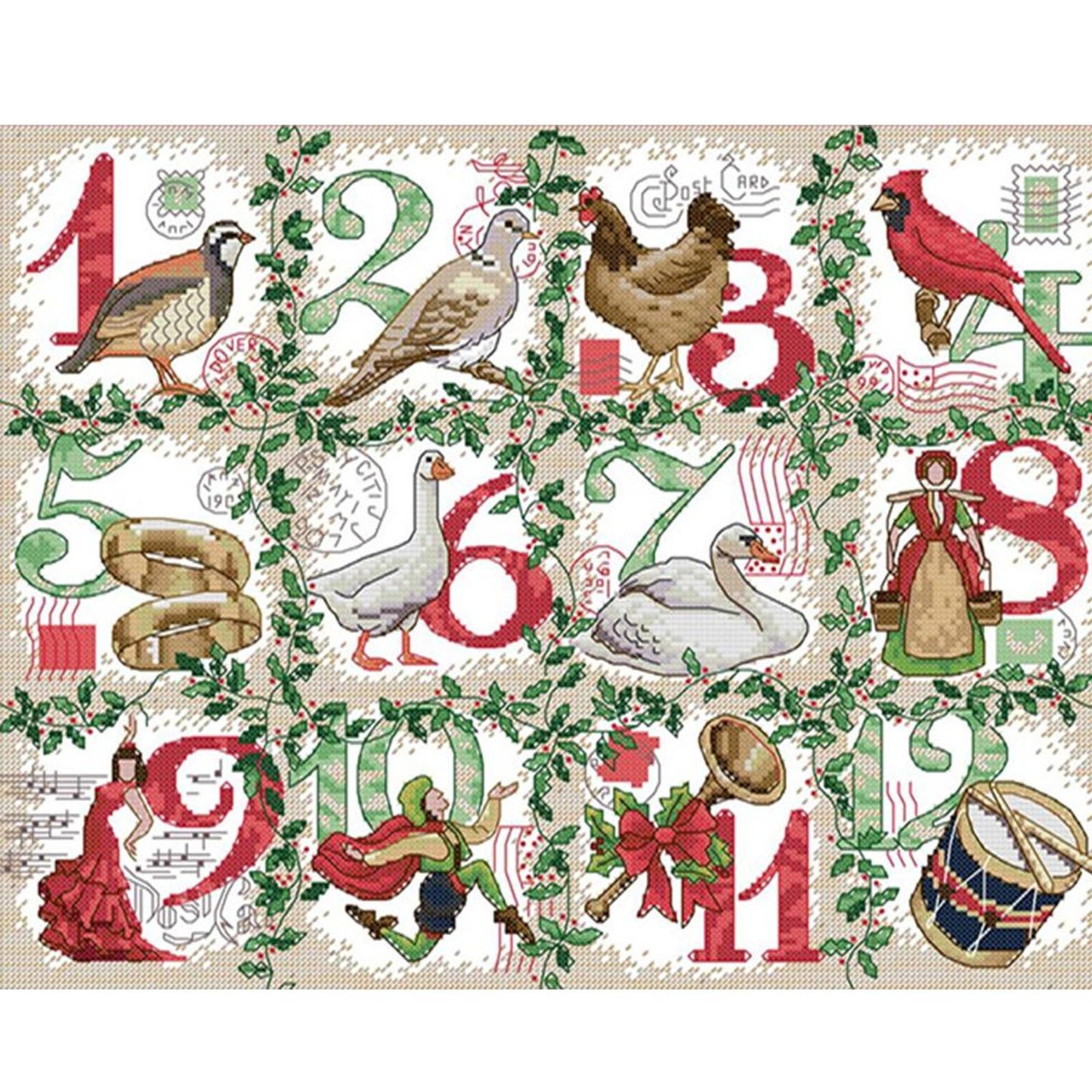 Christmas - Partial 14CT Stamped Cross Stitch 44x35CM - Joy Sunday Backstitch