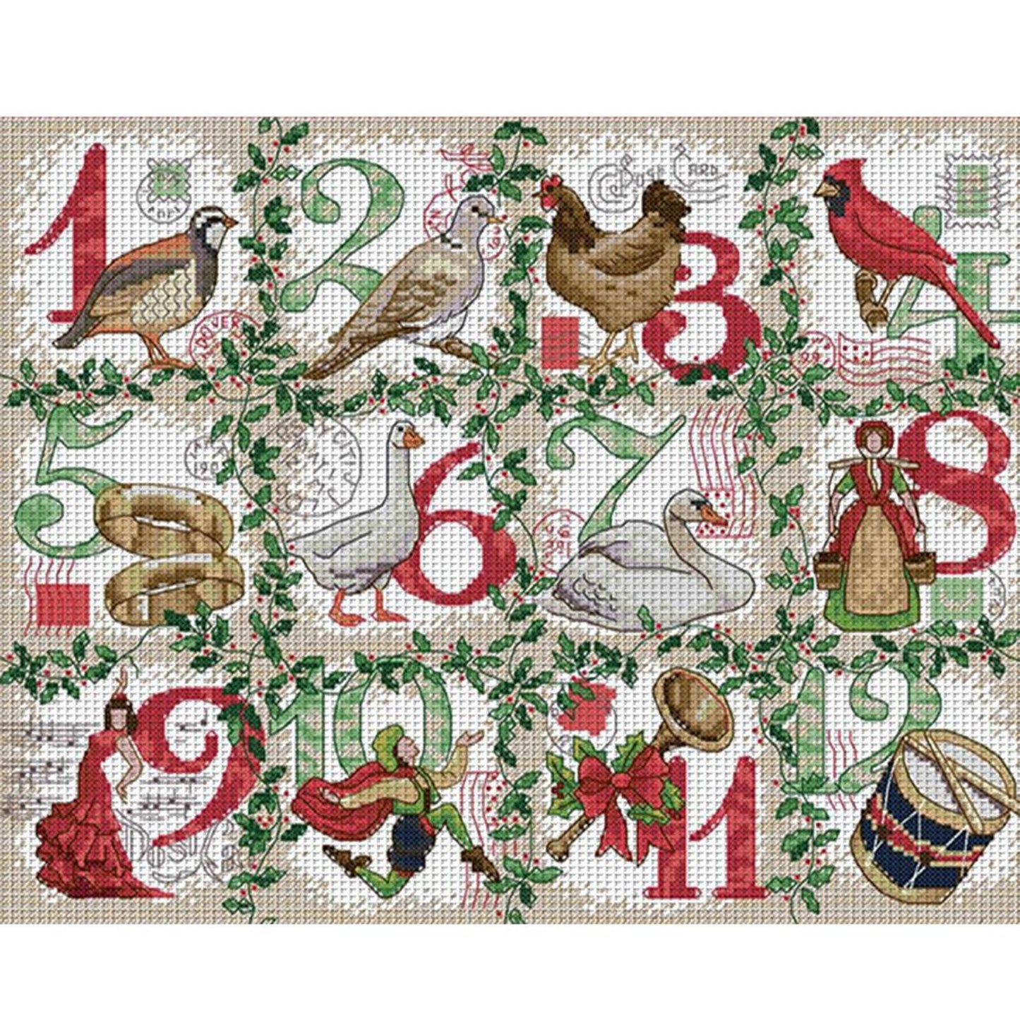 Christmas - Partial 14CT Stamped Cross Stitch 44x35CM - Joy Sunday Backstitch