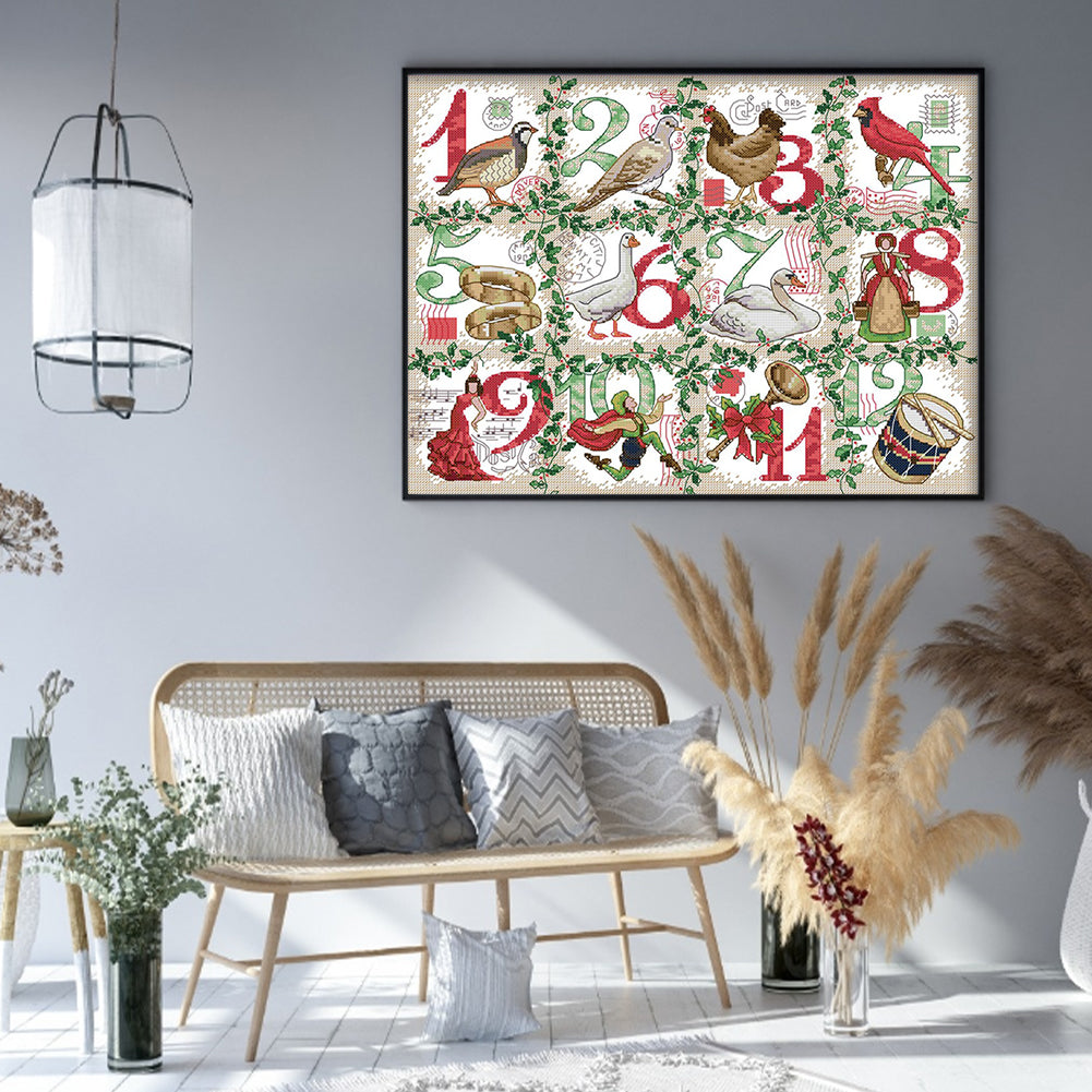 Christmas - Partial 14CT Stamped Cross Stitch 44x35CM - Joy Sunday Backstitch