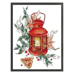 Joy Sunday - Red Lantern - 27*34CM 14CT 2 Stamped Cross Stitch