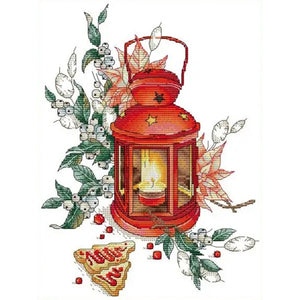 Joy Sunday - Red Lantern - 27*34CM 14CT 2 Stamped Cross Stitch
