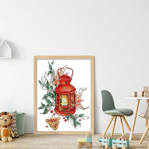Joy Sunday - Red Lantern - 27*34CM 14CT 2 Stamped Cross Stitch