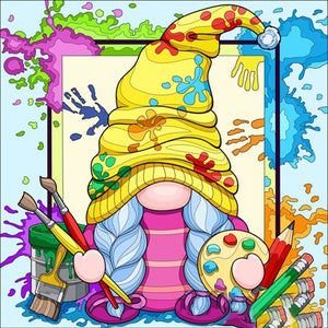 Huancan - Painter Gnome - 50*50CM 11CT 3 Stamped Cross Stitch