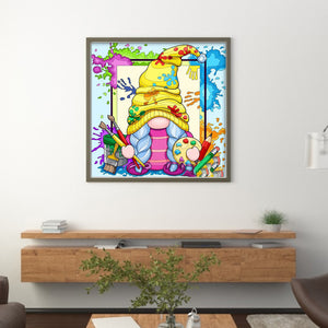 Huancan - Painter Gnome - 50*50CM 11CT 3 Stamped Cross Stitch
