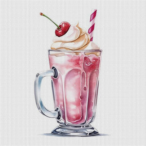 Huancan - Cream Drink - 30*30CM 18CT 2 Stamped Cross Stitch