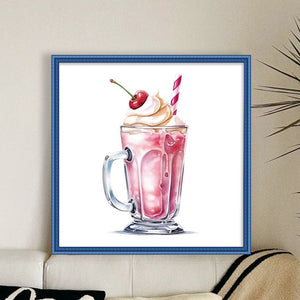 Huancan - Cream Drink - 30*30CM 18CT 2 Stamped Cross Stitch