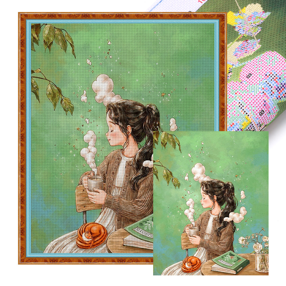 Yishu - Cartoon Girl - 50*60CM 11CT 3 Stamped Cross Stitch
