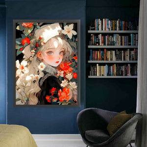 Yishu - Flower Girl - 50*65CM 11CT 3 Stamped Cross Stitch