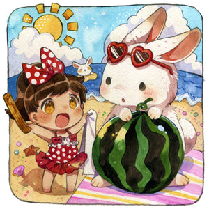 Yishu - Summer Beach Party - 50*50CM 11CT 3 Stamped Cross Stitch