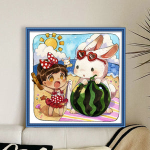 Yishu - Summer Beach Party - 50*50CM 11CT 3 Stamped Cross Stitch