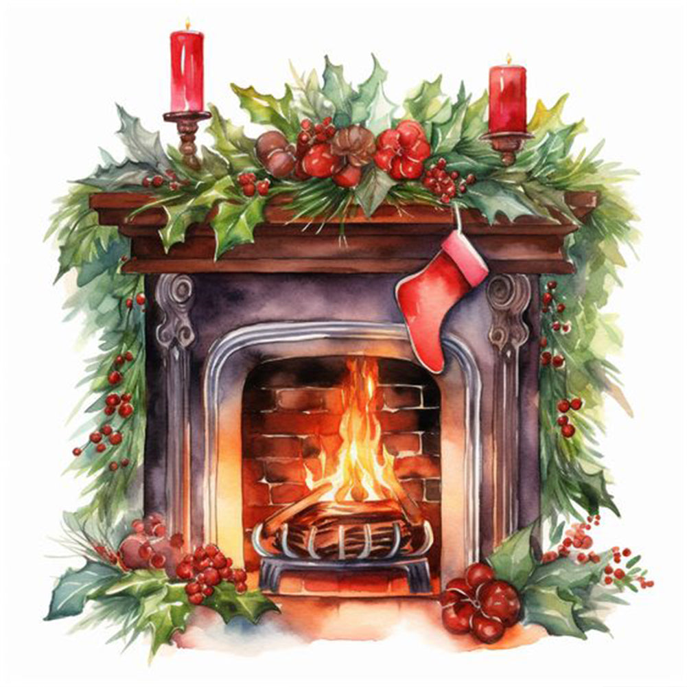 Fireplace 30*30CM(Canvas) Full Round Drill Diamond Painting