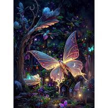 Load image into Gallery viewer, Glowing Butterfly 35*45CM(Canvas) Full Round Drill Diamond Painting
