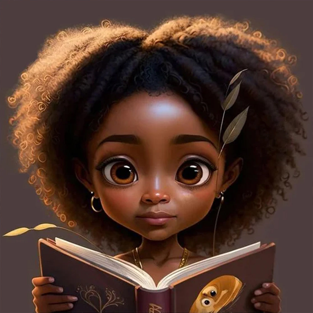 Black Girl 30*30CM(Canvas) Full Round Drill Diamond Painting