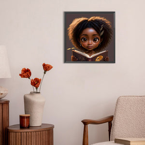 Black Girl 30*30CM(Canvas) Full Round Drill Diamond Painting