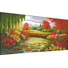 Load image into Gallery viewer, Joy Sunday - Autumn Lotus Pond - 103*58CM 14CT 2 Stamped Cross Stitch
