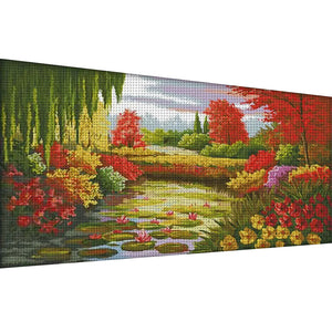 Joy Sunday - Autumn Lotus Pond - 103*58CM 14CT 2 Stamped Cross Stitch
