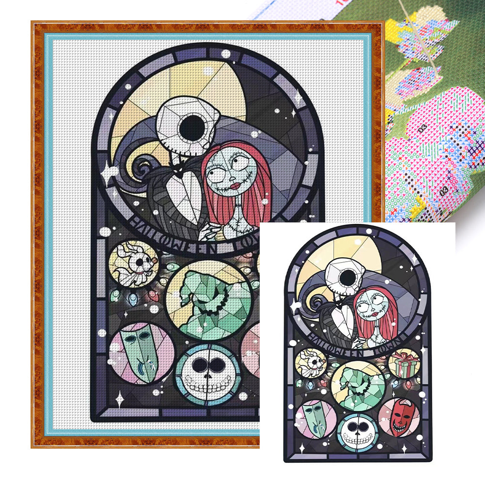 Huancan - Halloween - Skeleton Bride And Groom - 50*60CM 11CT 3 Stamped Cross Stitch