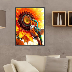 Sunflower And Hummingbird 30*40CM(Canvas) Full Round Drill Diamond Painting