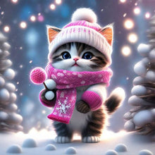 Load image into Gallery viewer, Kitten In Snow 30*30CM(Canvas) Full Round Drill Diamond Painting
