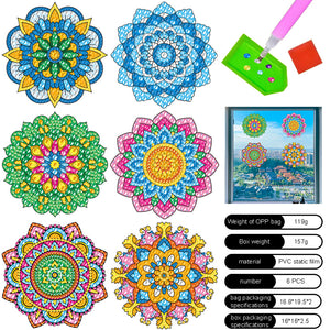 6 PCS Gem Art DIY Craft Kits Mandala Diamond Mosaic Stickers for Boy Girl Gift