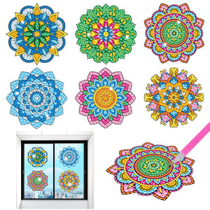 6 PCS Gem Art DIY Craft Kits Mandala Diamond Mosaic Stickers for Boy Girl Gift