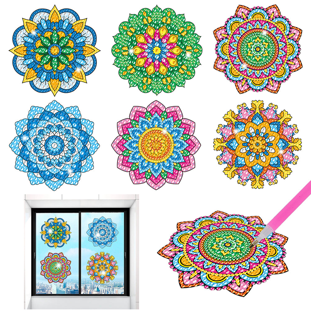 6 PCS Gem Art DIY Craft Kits Mandala Diamond Mosaic Stickers for Boy Girl Gift