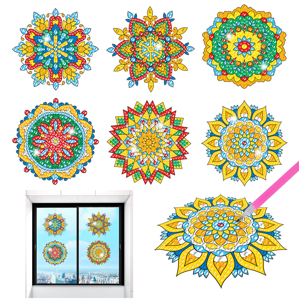 6 PCS Gem Art DIY Craft Kits Mandala Diamond Mosaic Stickers for Boy Girl Gift