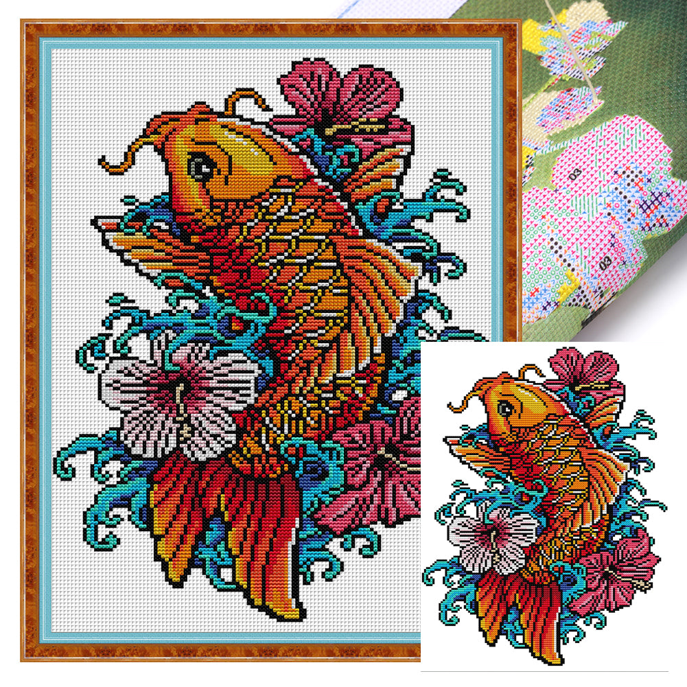 Joy Sunday - Carp - 29*40CM 14CT 2 Stamped Cross Stitch
