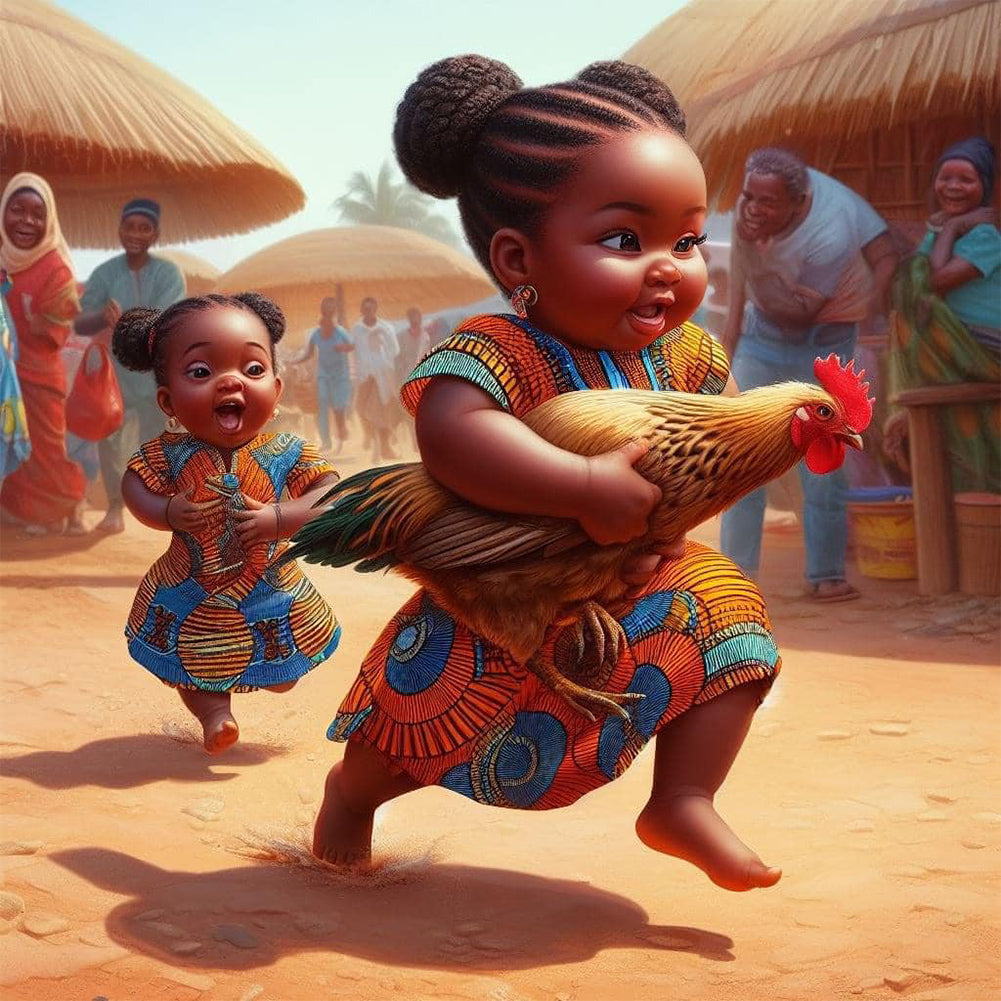 Black Child 40*40CM(Canvas) Full Round Drill Diamond Painting