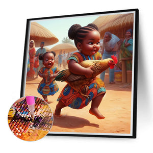 Black Child 40*40CM(Canvas) Full Round Drill Diamond Painting