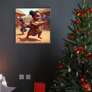 Black Child 40*40CM(Canvas) Full Round Drill Diamond Painting